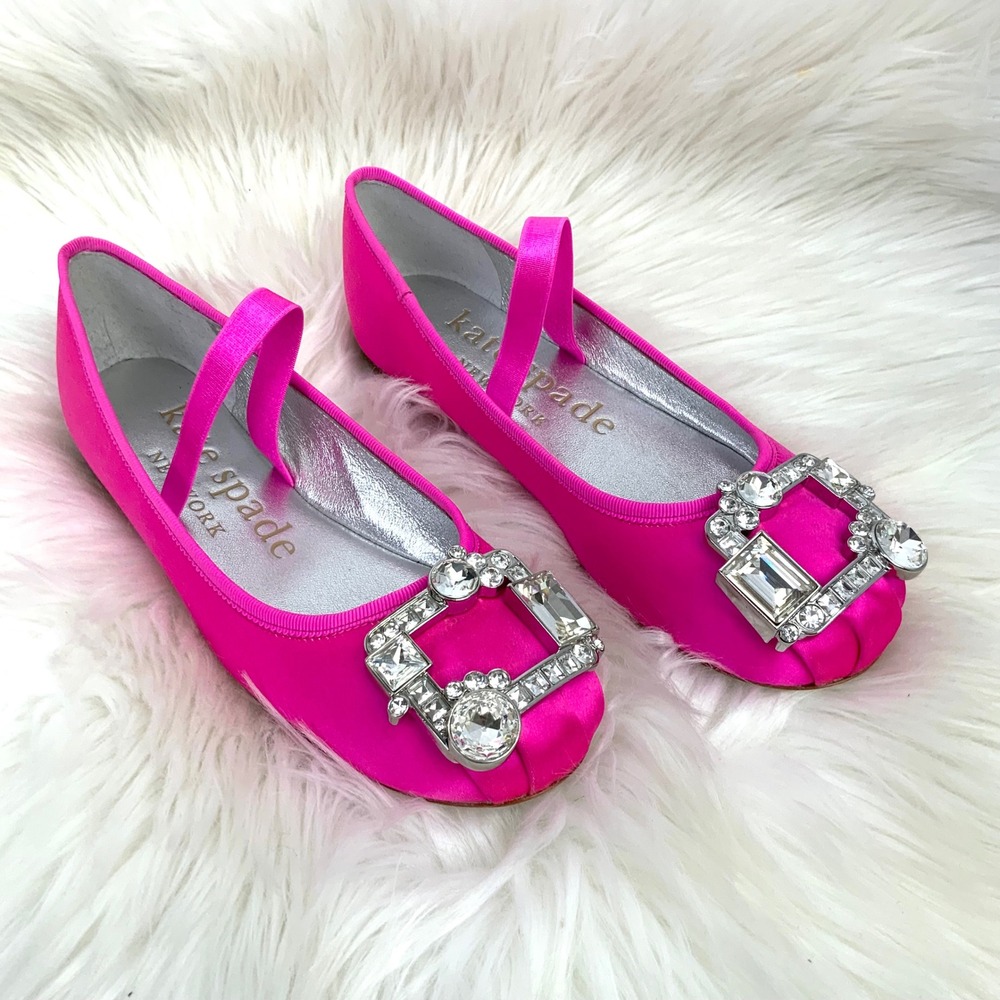 NEW Kate Spade Renata Hot Pink Satin Jewel Embellished Mary Jane Ballet Flats 5